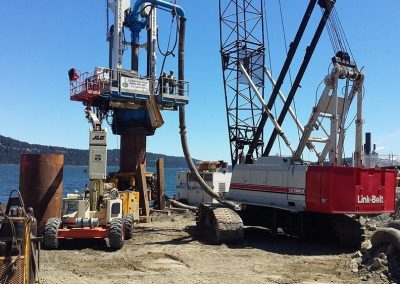Drill rig and crane at the Duke Point loading terminal